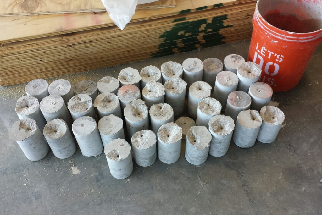 Concrete cores taken from building after RADAR Scan