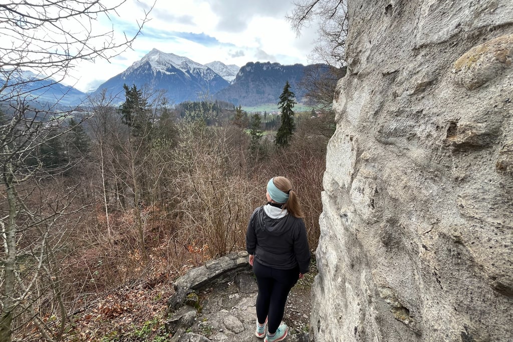 A view of Niesen from the wall of Strattligburg Castle in Thun Switzerland