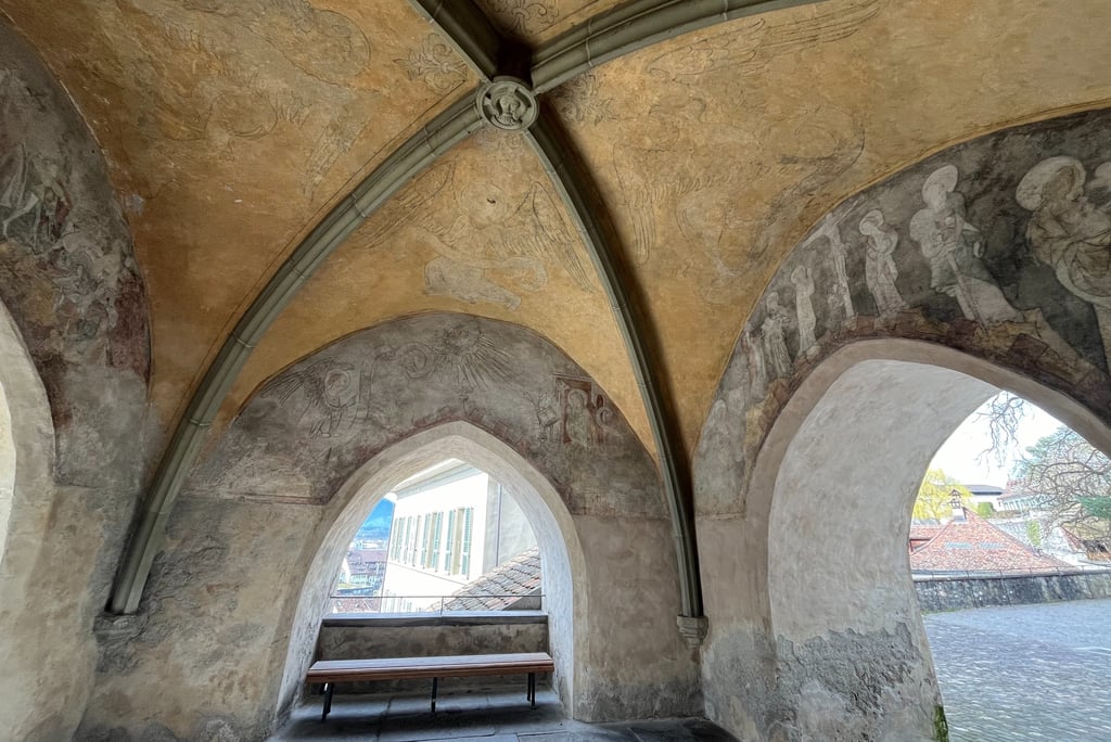 Under the entrance arch of Thun Switzerland's City Church