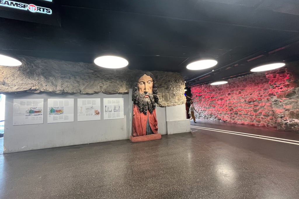 Remenants of the Bern town wall below ground in the Bern Train Station