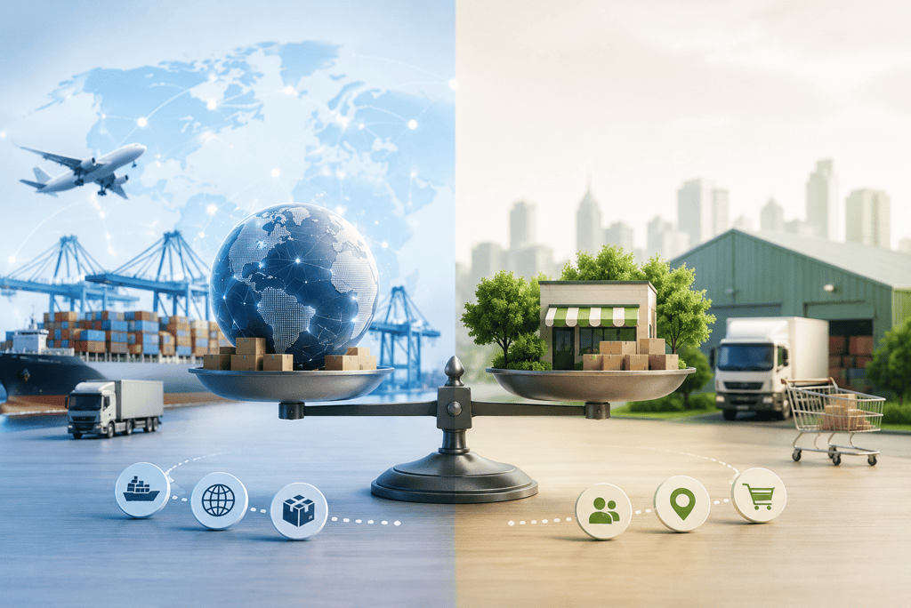Visualization of global vs local supply chain balance