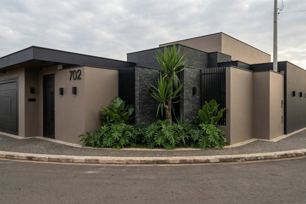Fachada de residência térrea de 138 m² em Cravinhos/SP — Residência Z