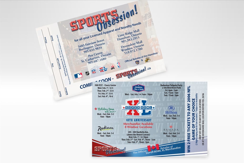 Sports Obsession Super Bowl Postcard Design