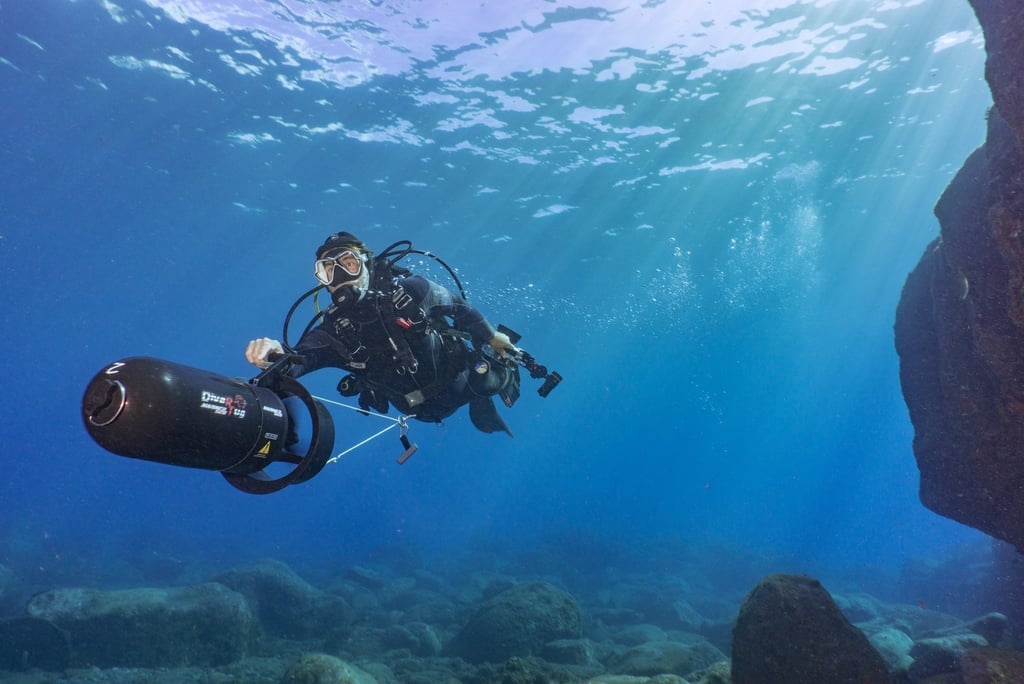 cruising in style with underwater scooter