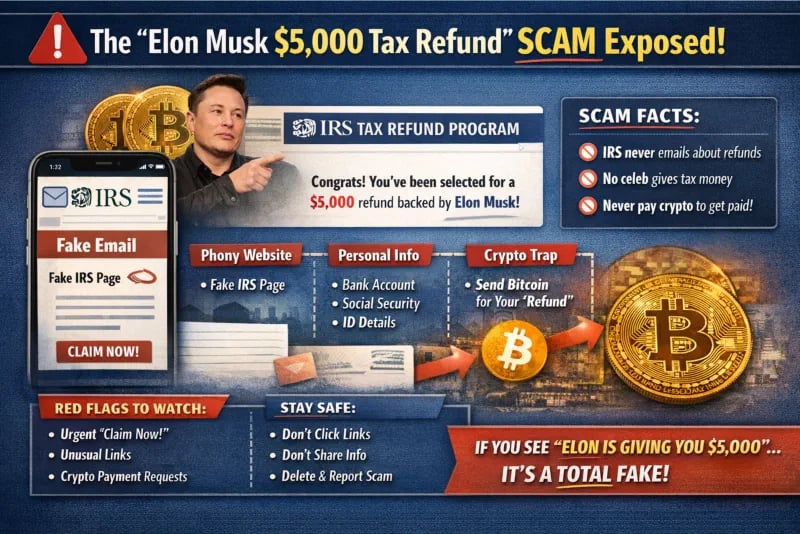 Protect Yourself from Elon Musk Tax Scam. Download Malwarebytes