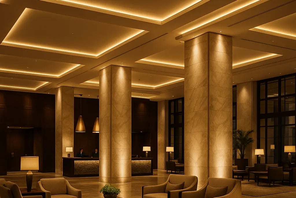 Luxurious hotel lobby lighting