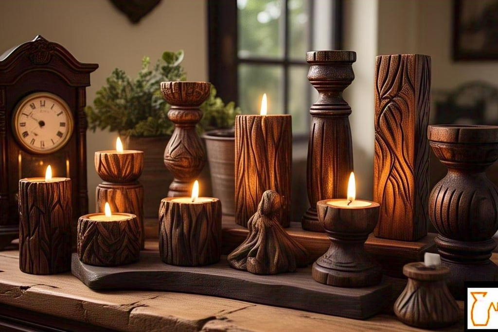 wooden candle holder