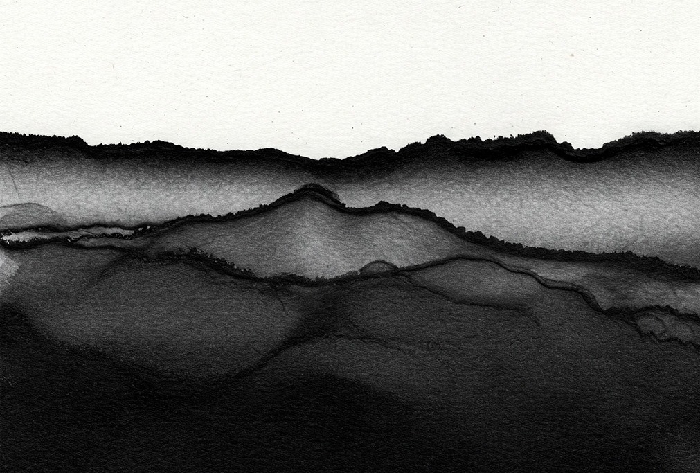 Degradado creado con carboncillo líquido sobre papel