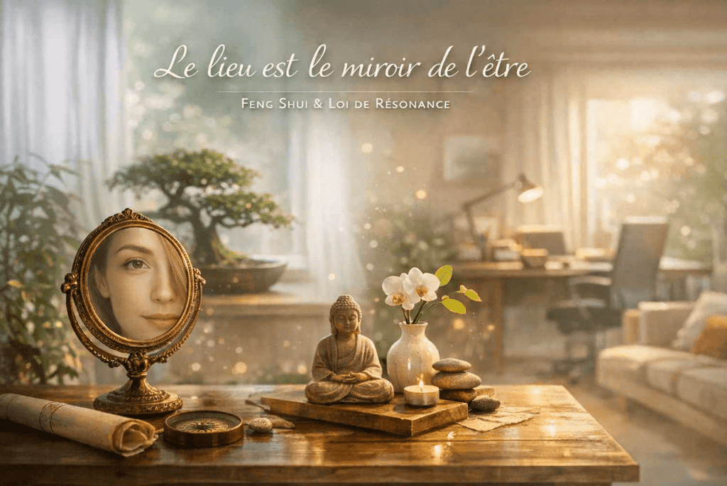 Espace harmonisé Feng Shui reflétant l’équilibre intérieur et la loi de la résonance. 
