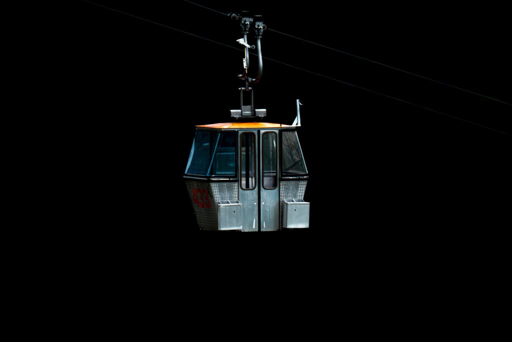 70's gondola with a black background, Verbier, Switzerland, Savoleyres