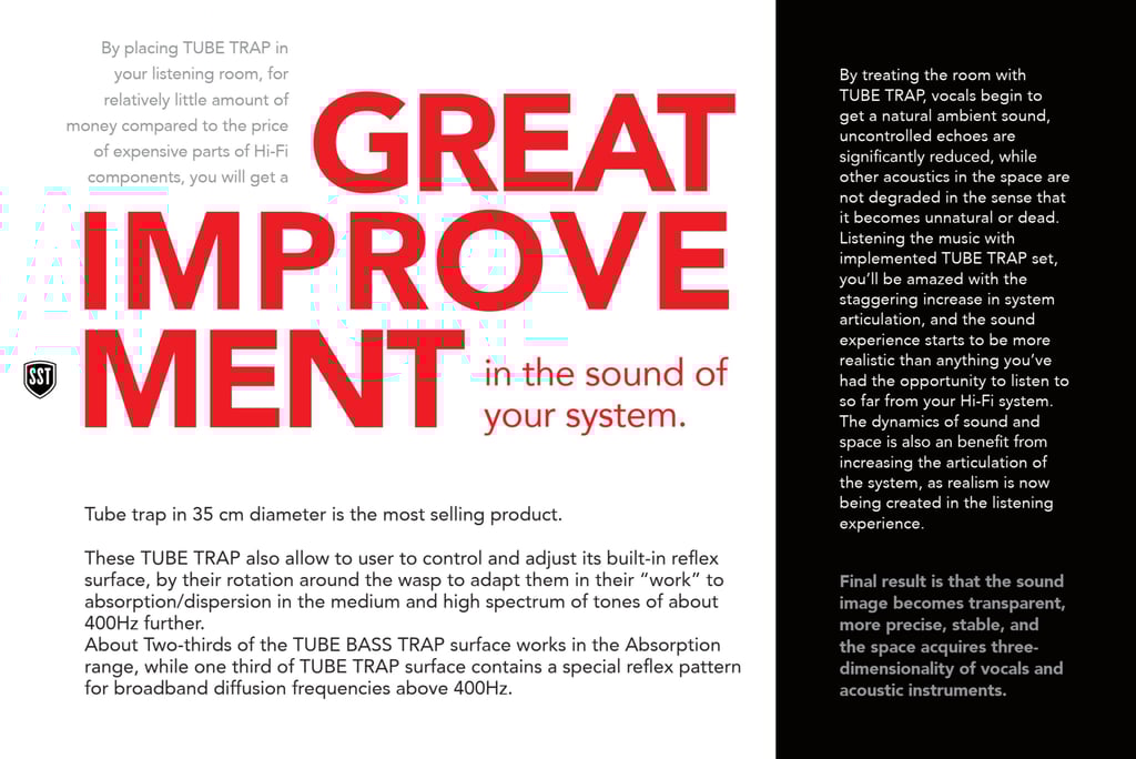 HiFi acoustic treatment with Tube Bass trap, AbFusor, Acoustic Wall Panel, QR Diffusor