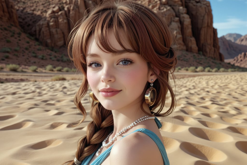 A portrait of a woman in the desert