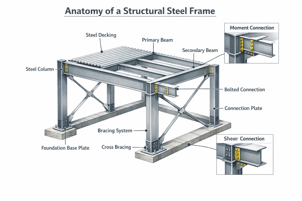 anatomy of a structural steel frame