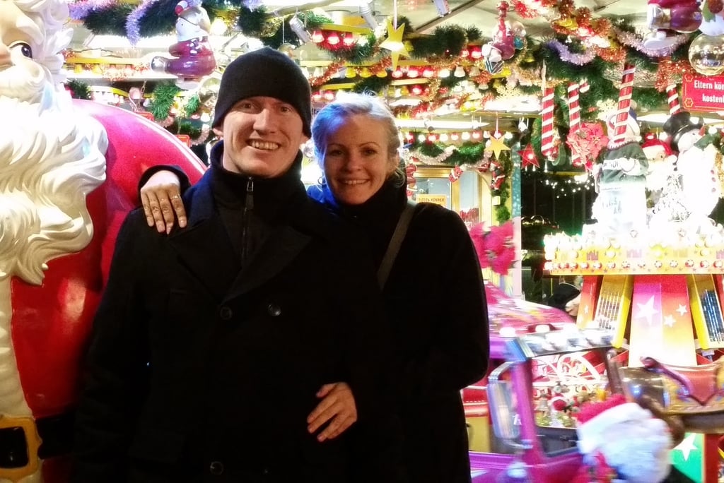 Family at Christmas markets in Frankfurt