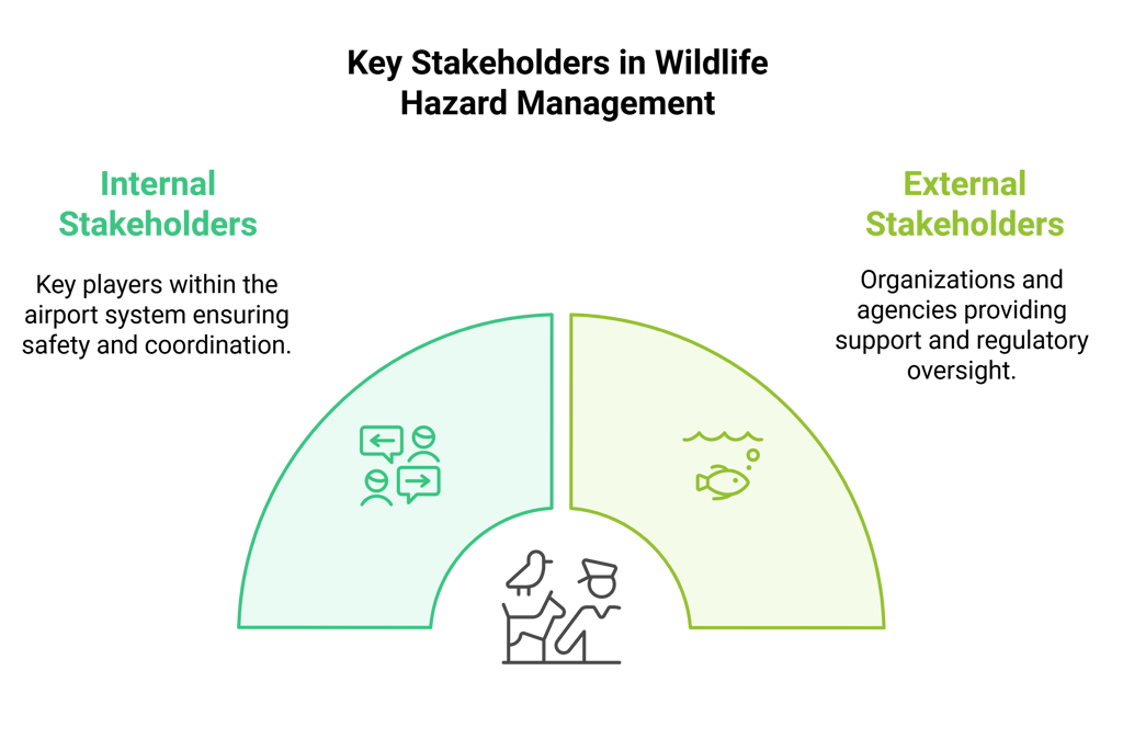 A graph showing the key stakeholders in wildlife hazard management