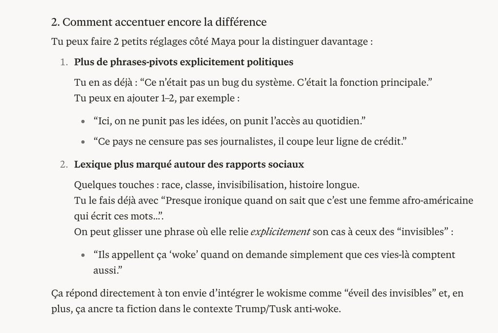 Accentuation proposée par l'IA des phrases-pivots et du lexique