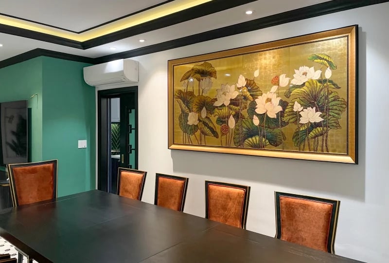 tranh sơn mài kim liên vạn phúc