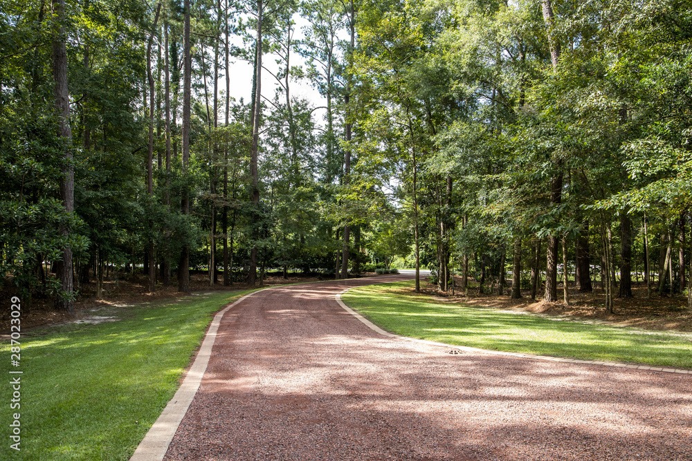 gravel driveway with stone border