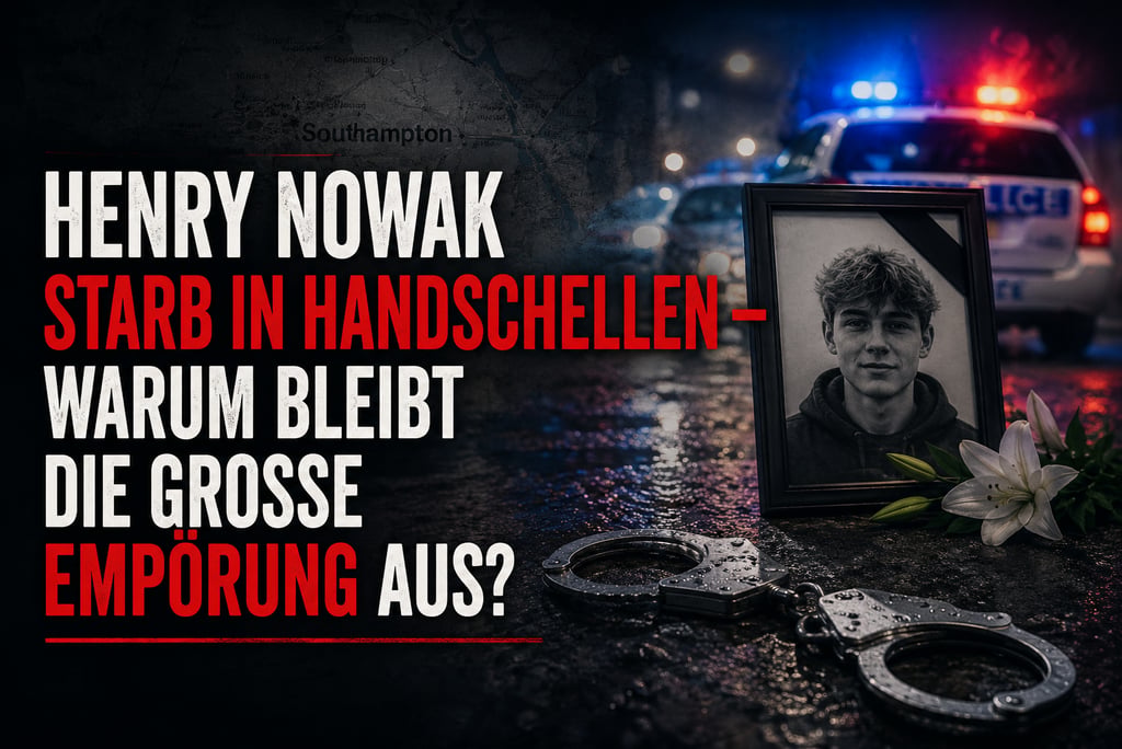 Memorial for Henry Nowak with photo, handcuffs, and police car lights at a night crime scene.