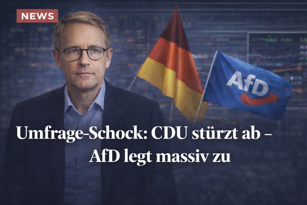 German politician Björn Höcke with AfD and national flags, discussing poll results in German politics.