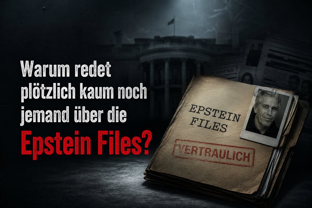 A folder labeled Epstein Files and Vertraulich sits before a dark image of the White House.