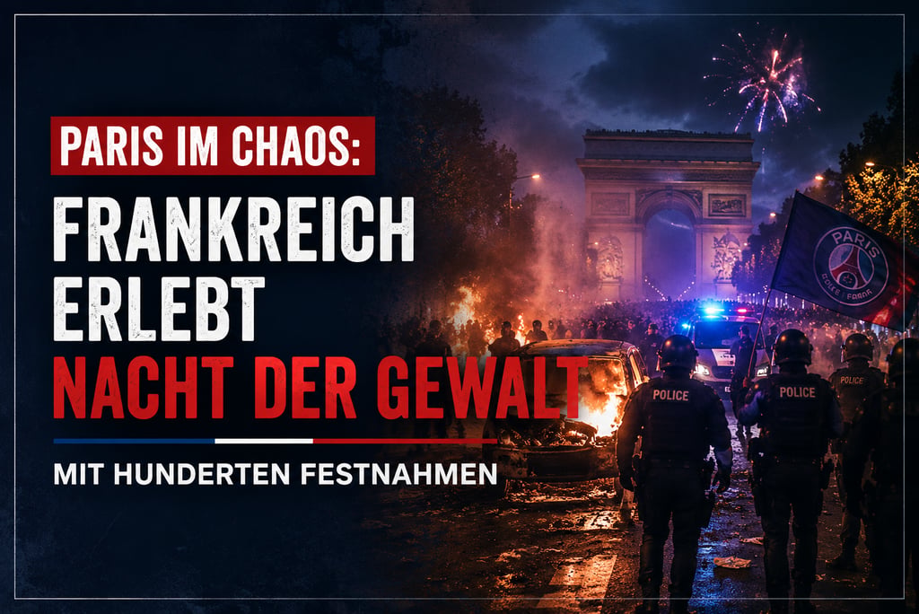 French riot police monitoring street violence and fires in Paris near the Arc de Triomphe during a night of chaos.