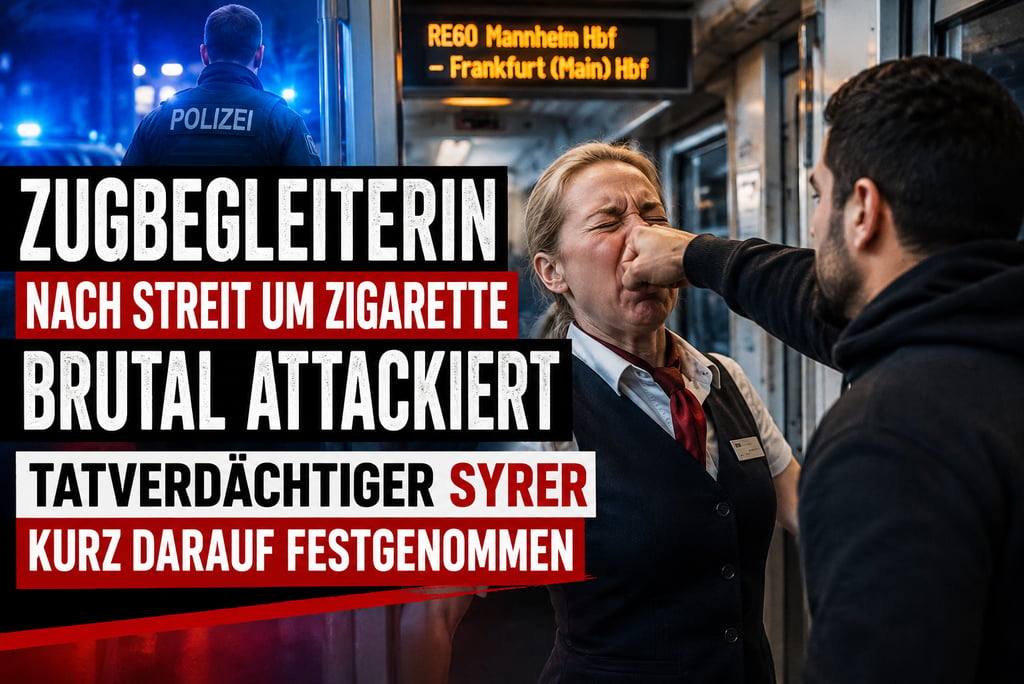 A male passenger attacks a female train conductor on a German regional train near Mannheim.