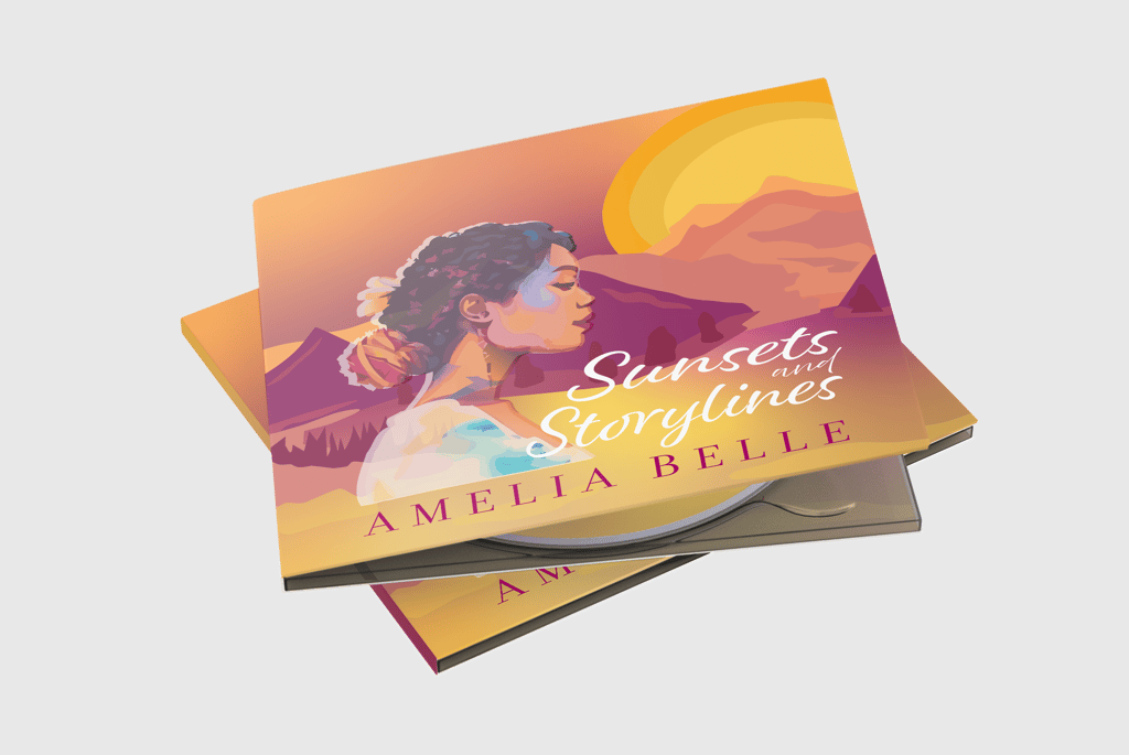 CD album cover by Amelia Belle, featuring warm tones and a scenic portrait