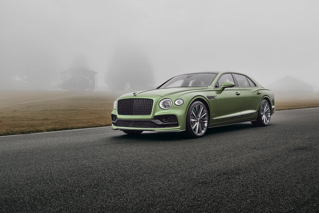 a green bentley flying spur