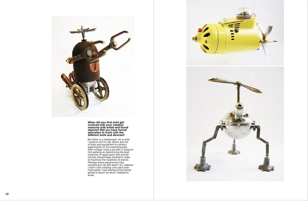 Flesh & Bone magazine article on artist Tal Avitzur, pages 10-11.