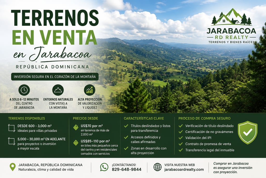 Descubre una selección de terrenos en venta en Jarabacoa