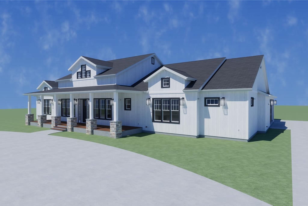 Farmhouse style custom home with 3 bedrooms, 3.5 baths, 3-car garage