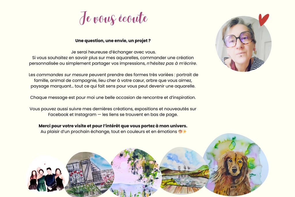 aquarelle personnalisée cadeau coeur