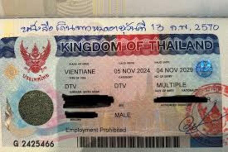 Offizieller DTV (Destination Thailand Visa)-Aufkleber des Königreichs Thailand