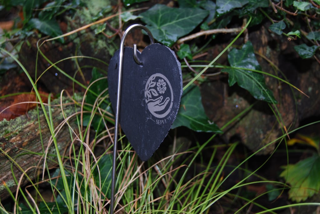 COEUR ardoise, cimetiere, décès, gravé, message et image au choix Sepulture49