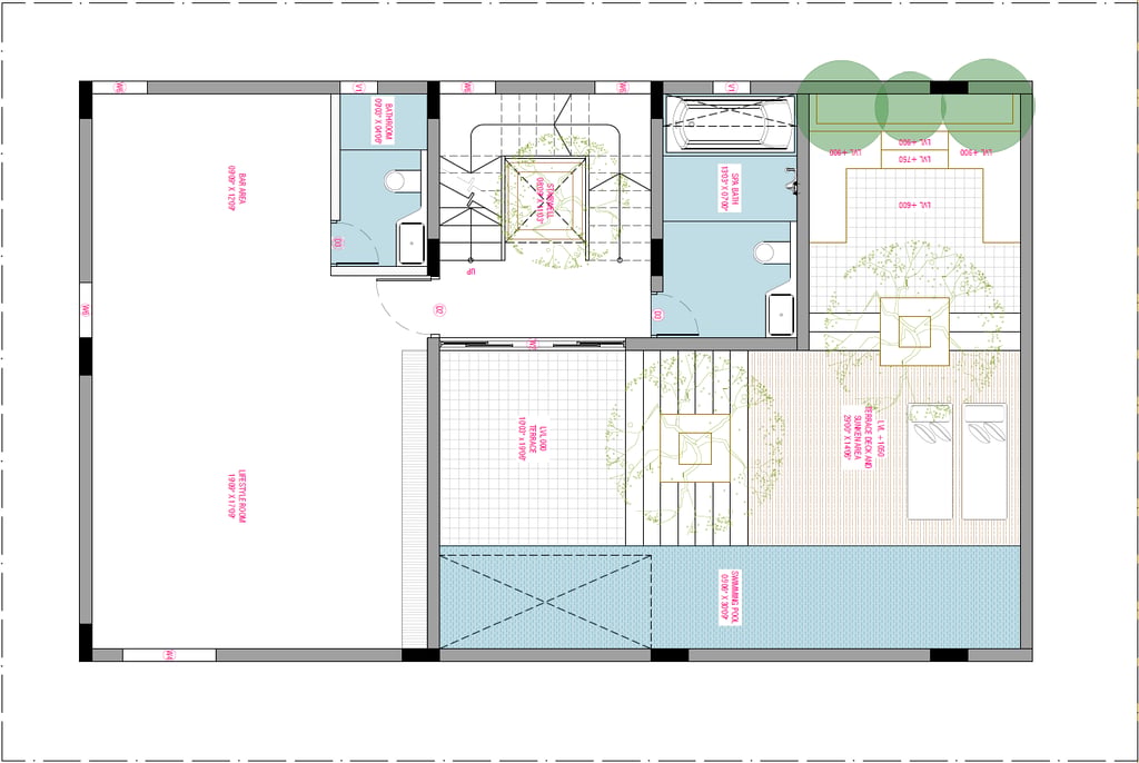 North facing Fortune Hestia villa second floor plan featuring guest room, terrace, and utility space