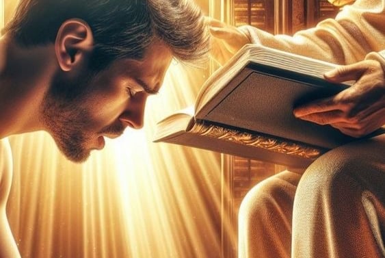 Jesus enlightening a man