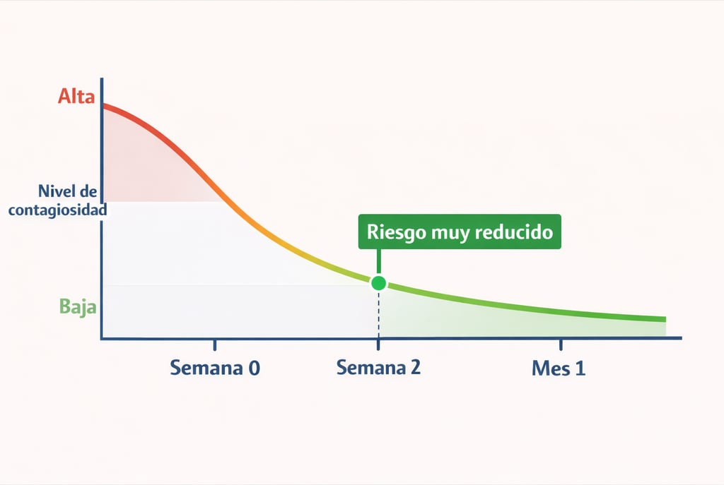 Gráfica que muestra cómo disminuye el contagio de tuberculosis con el tratamiento