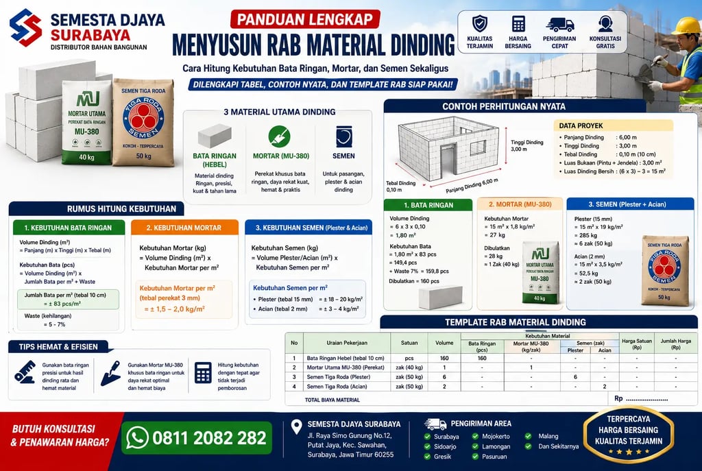 kebutuhan hebel semen mortar