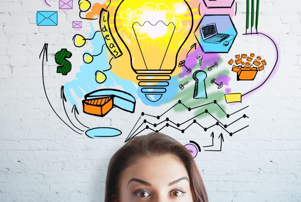 a woman with a light bulb on her head