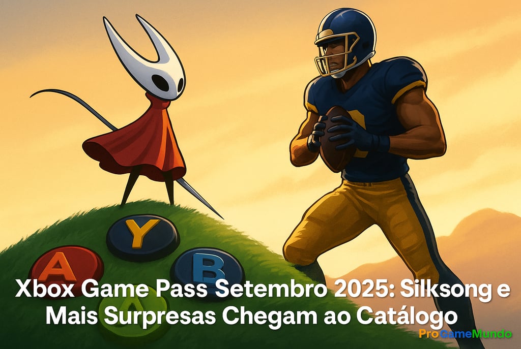 Hornet e jogador de futebol americano lado a lado sobre colina com botões A, B, X e Y do Xbox.