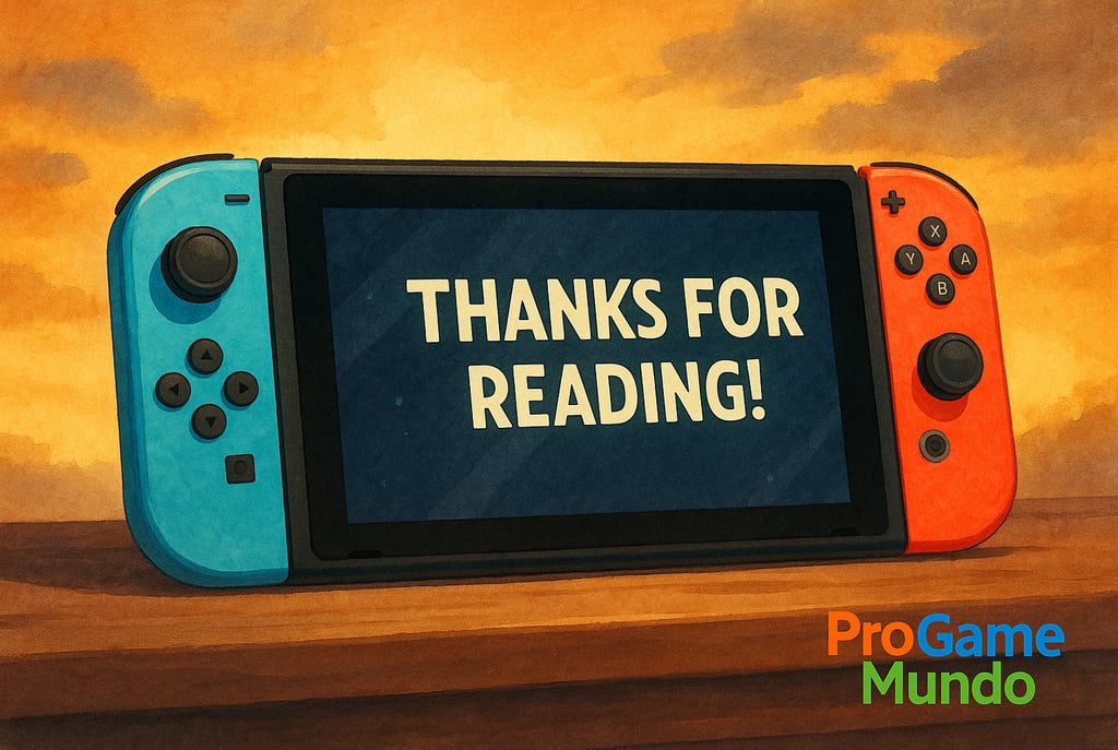 Nintendo Switch sobre mesa com mensagem de encerramento