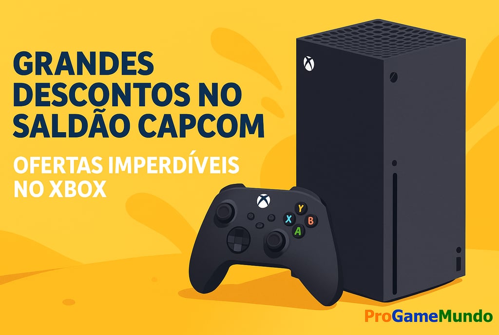 Xbox Series X e controle preto com fundo amarelo.