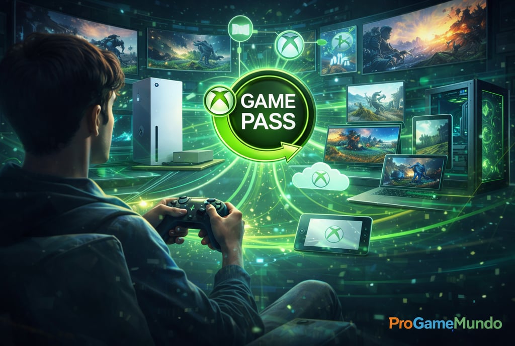 Jogador com acesso as varias possibilidades de acessar o ecossistema Xbox.