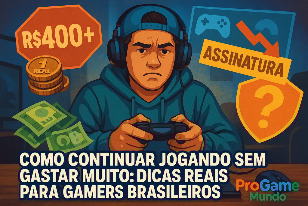 Gamer brasileiro encarando desafios de preços e assinaturas no mundo dos videogames.
