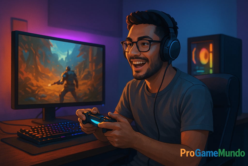 Influenciadores gamers brasileiros transmitindo ao vivo com iluminação colorida