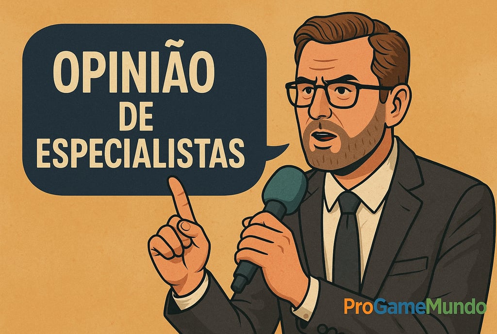 Especialista falando em microfone com destaque para a opinião de especialistas sobre a lei das loot 
