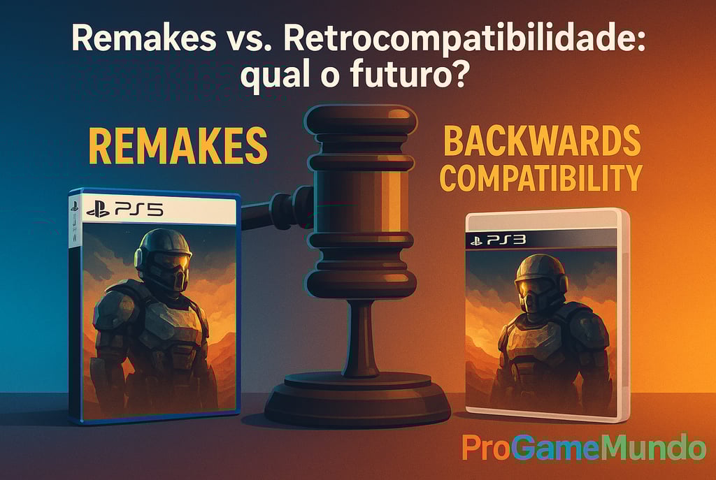 Balança comparando remakes de PS5 e retrocompatibilidade de PS3.