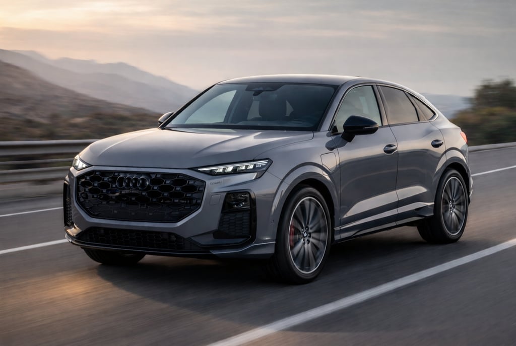 Novo Audi Q3 Sportback com motor diesel de 193 cv e tração quattro rodando na estrada