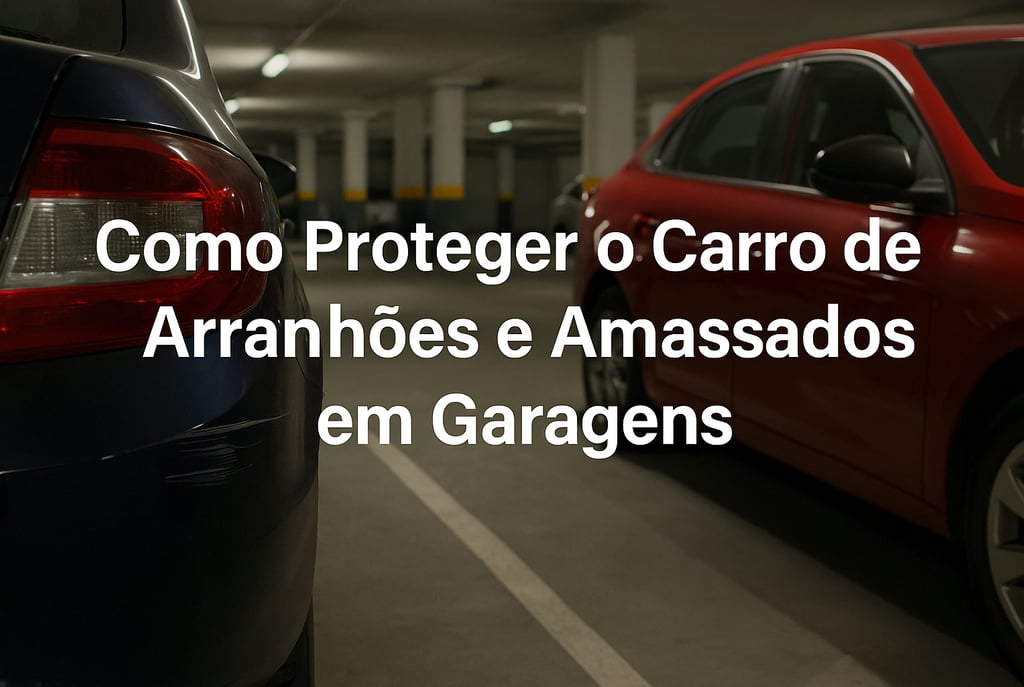 Carros estacionados lado a lado em garagem apertada com risco de arranhões.